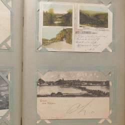 Collection cartes postales Souvenir de Noel 1898 en un album.