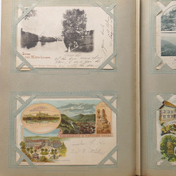 Collection cartes postales Souvenir de Noel 1898 en un album.