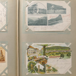 Collection cartes postales Souvenir de Noel 1898 en un album.