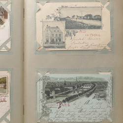 Collection cartes postales Souvenir de Noel 1898 en un album.