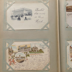 Collection cartes postales Souvenir de Noel 1898 en un album.