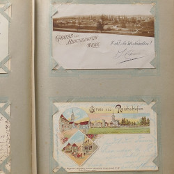 Collection cartes postales Souvenir de Noel 1898 en un album.