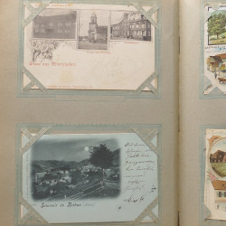 Collection cartes postales Souvenir de Noel 1898 en un album.