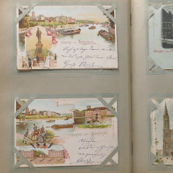 Collection cartes postales Souvenir de Noel 1898 en un album.