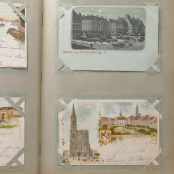 Collection cartes postales Souvenir de Noel 1898 en un album.