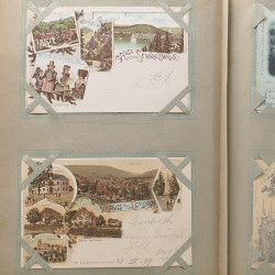 Collection cartes postales Souvenir de Noel 1898 en un album.