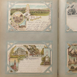 Collection cartes postales Souvenir de Noel 1898 en un album.