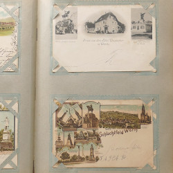 Collection cartes postales Souvenir de Noel 1898 en un album.