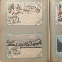 Collection cartes postales Souvenir de Noel 1898 en un album.