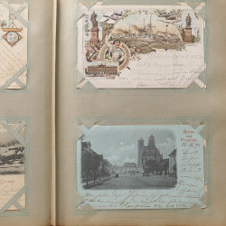 Collection cartes postales Souvenir de Noel 1898 en un album.