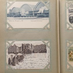 Collection cartes postales Souvenir de Noel 1898 en un album.