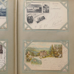 Collection cartes postales Souvenir de Noel 1898 en un album.