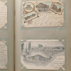 Collection cartes postales Souvenir de Noel 1898 en un album.