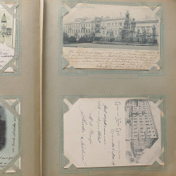 Collection cartes postales Souvenir de Noel 1898 en un album.