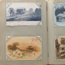 Collection cartes postales Souvenir de Noel 1898 en un album.