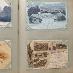 Collection cartes postales Souvenir de Noel 1898 en un album.