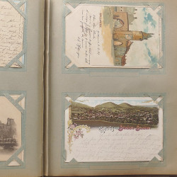 Collection cartes postales Souvenir de Noel 1898 en un album.