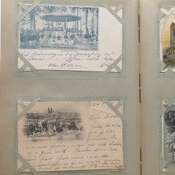 Collection cartes postales Souvenir de Noel 1898 en un album.