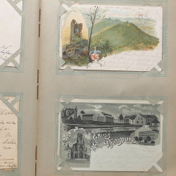 Collection cartes postales Souvenir de Noel 1898 en un album.