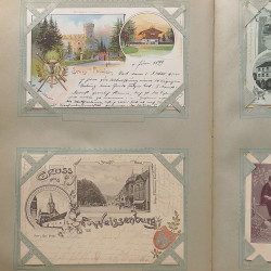 Collection cartes postales Souvenir de Noel 1898 en un album.