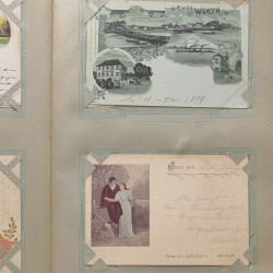 Collection cartes postales Souvenir de Noel 1898 en un album.