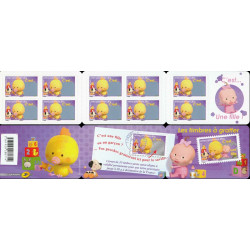 Carnet de 10 timbres naissances à gratter - C'est une fille.