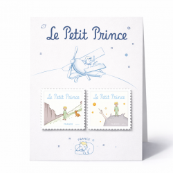 Affiche de 2 timbres-poste Le Petit Prince 80 ans.