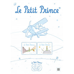 Affiche de 2 timbres-poste Le Petit Prince 80 ans.