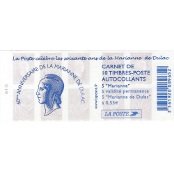 Carnet mixte de 10 timbres Marianne de Dulac N°1513.
