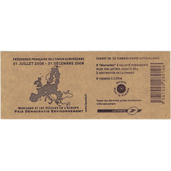 Carnet mixte de 12 timbres Présidence française Union Européenne N°1516.