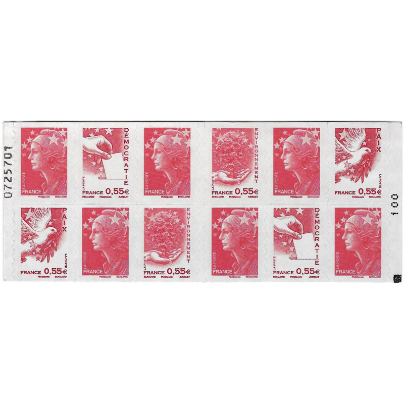 Carnet mixte de 12 timbres Présidence N°1516a carré noir.