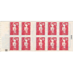 Carnet de 10 timbres Marianne de Briat N°2874-C6a carré noir.
