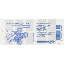 Carnet de 10 timbres Marianne de Lamouche N°3744-C9a carré noir.