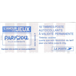 Carnet de 10 timbres Marianne de Lamouche N°3744-C1a carré noir.