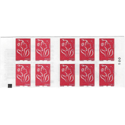 Carnet de 10 timbres Marianne de Lamouche N°3744-C5a carré noir.