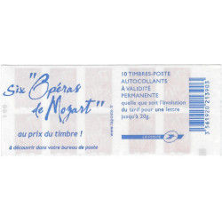 Carnet de 10 timbres Marianne de Lamouche N°3744-C10a carré noir.