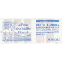 Carnet de 10 timbres Marianne de Luquet N°3419-C2a carré noir.