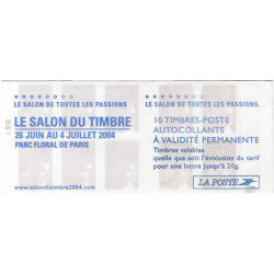 Carnet de 10 timbres Marianne de Luquet N°3419-C15a carré noir.