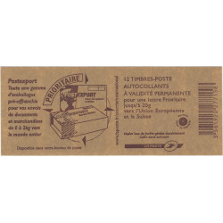 Carnet de 12 timbres Marianne de Lamouche bleu N°4127-C1b.