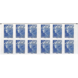 Carnet de 12 timbres Marianne de Beaujard bleu N°4201-C1a carré noir.