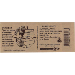 Carnet de 12 timbres Marianne de Beaujard bleu N°4201-C1a carré noir.