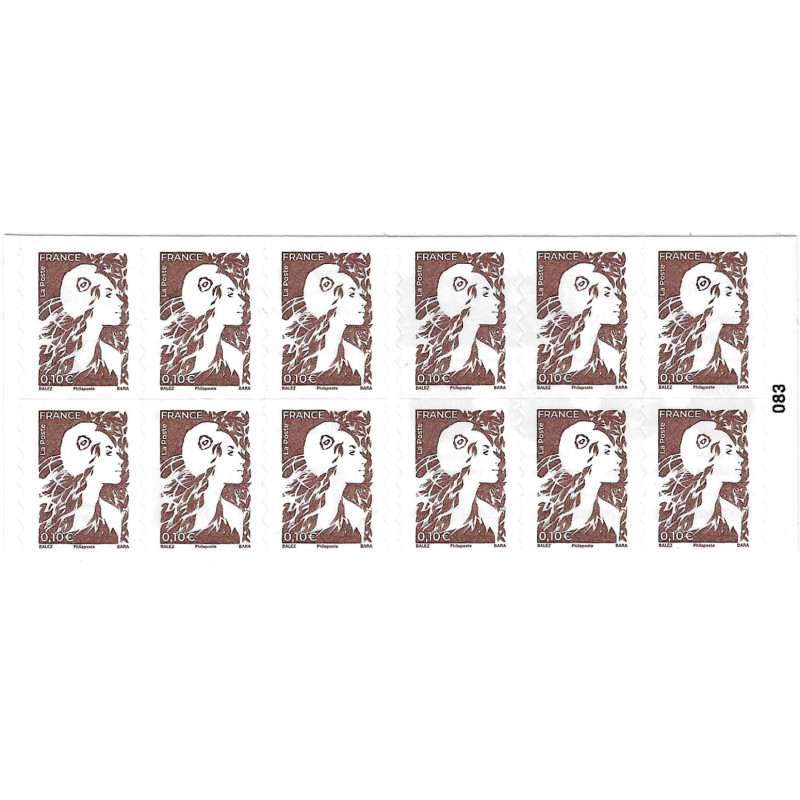 Carnet de 12 timbres Marianne de Balez N°2529-C1.