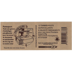 Carnet de 12 timbres Marianne de Beaujard bleu N°592-C1.