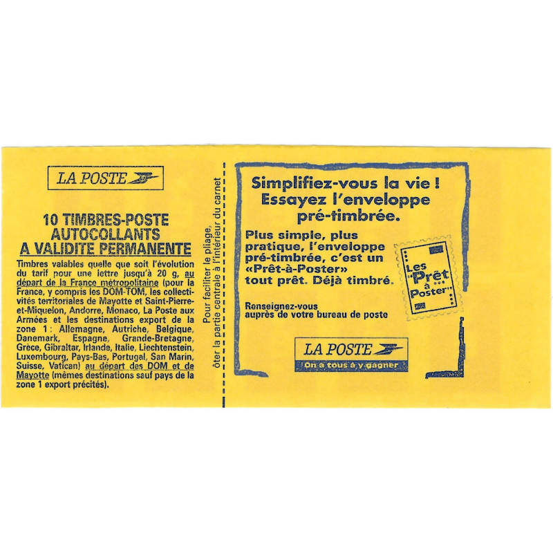 Carnet de 10 timbres Marianne de Briat N°2874-C8.