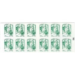 Carnet de 12 timbres Marianne de Ciappa vert N°858-C15.