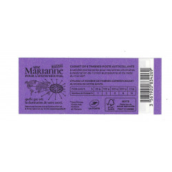 Carnet de 6 timbres Marianne d'Yseult YZ Datamatrix International N°1656.