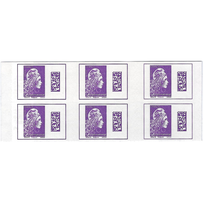 Carnet de 6 timbres Marianne d'Yseult YZ Datamatrix International N ...
