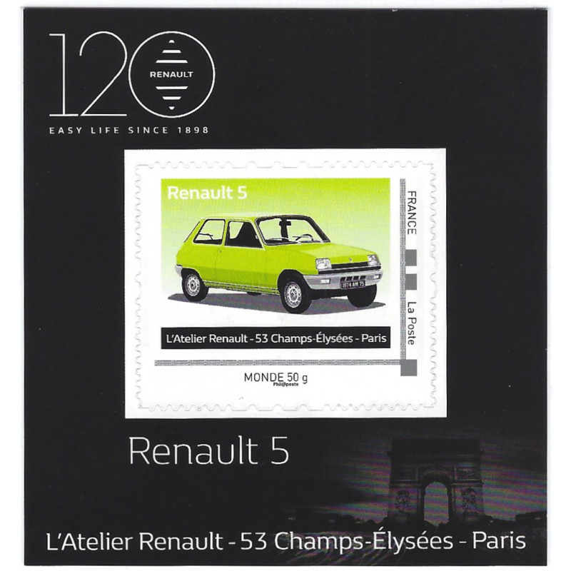 Collector de timbre international Renault 5 autoadhésif.