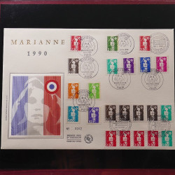 Collection enveloppe premier jour de France lux soie 1990-1993 en album Lindner.