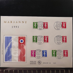 Collection enveloppe premier jour de France lux soie 1990-1993 en album Lindner.
